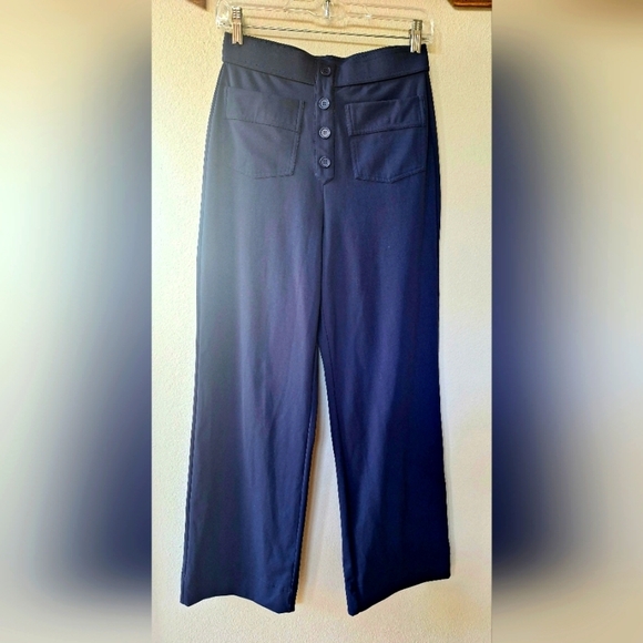Halara High Waisted Button Multiple Pockets Casual Pants Navy Womens Size M - Picture 1 of 8